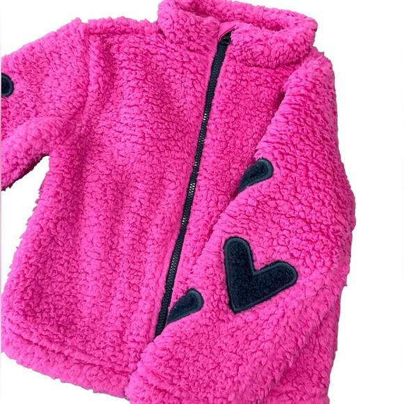 Splendid Girl’s Jacket Pink Fleece Navy Blue Heart Details Size 3T NWT - Picture 6 of 10